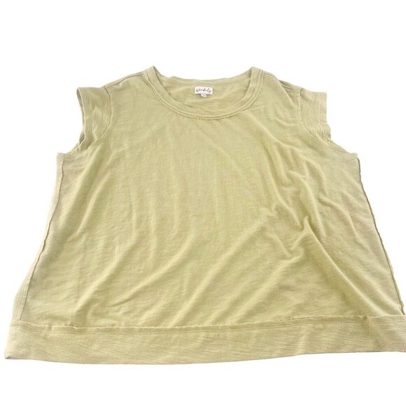 Wonderly Sleeveless Top 1X Light Green 70% Cotton 30% Linen Made In India - Picture 1 of 5